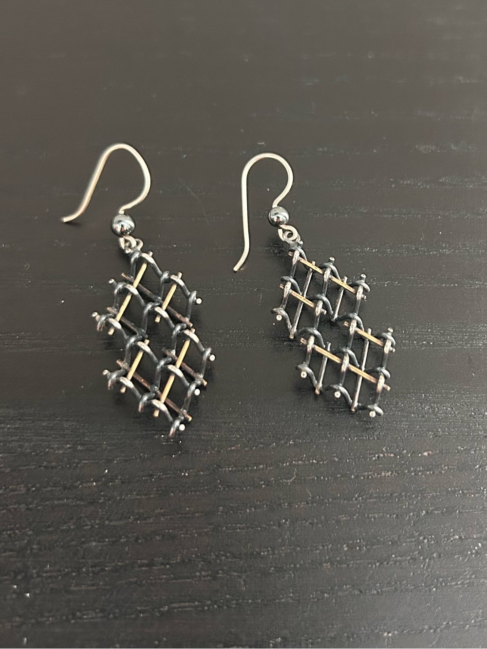 Funky Handmade Cage Drop Earrings Dual Silver-tone finish Steampunk Vintage - Picture 2 of 7